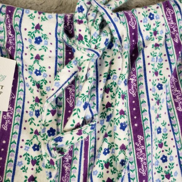 Lanz Of Salzburg Pajama Set Womens Large White Floral Flannel Button Up New - Picture 6 of 14